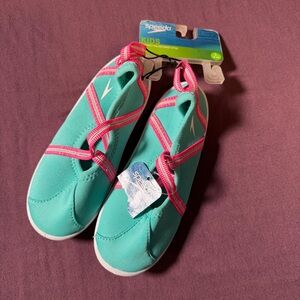 Speedo Toddler Girls' Mary Jane Water Shoes Turquoise/Pink - Size L (9/10) - NWT